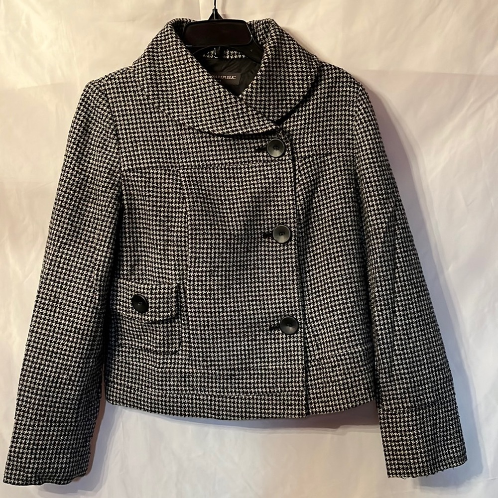 Banana Republic Plaid Wide Collar Wool Jacket Size Medium